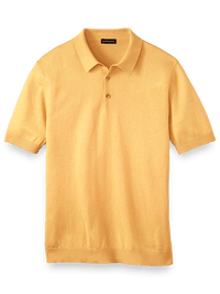 Silk Cotton and Cashmere Three Button Polo - Yellow