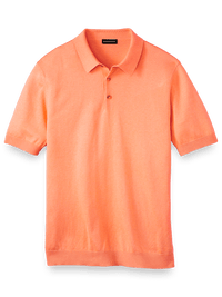 Silk Cotton and Cashmere Three Button Polo - Melon