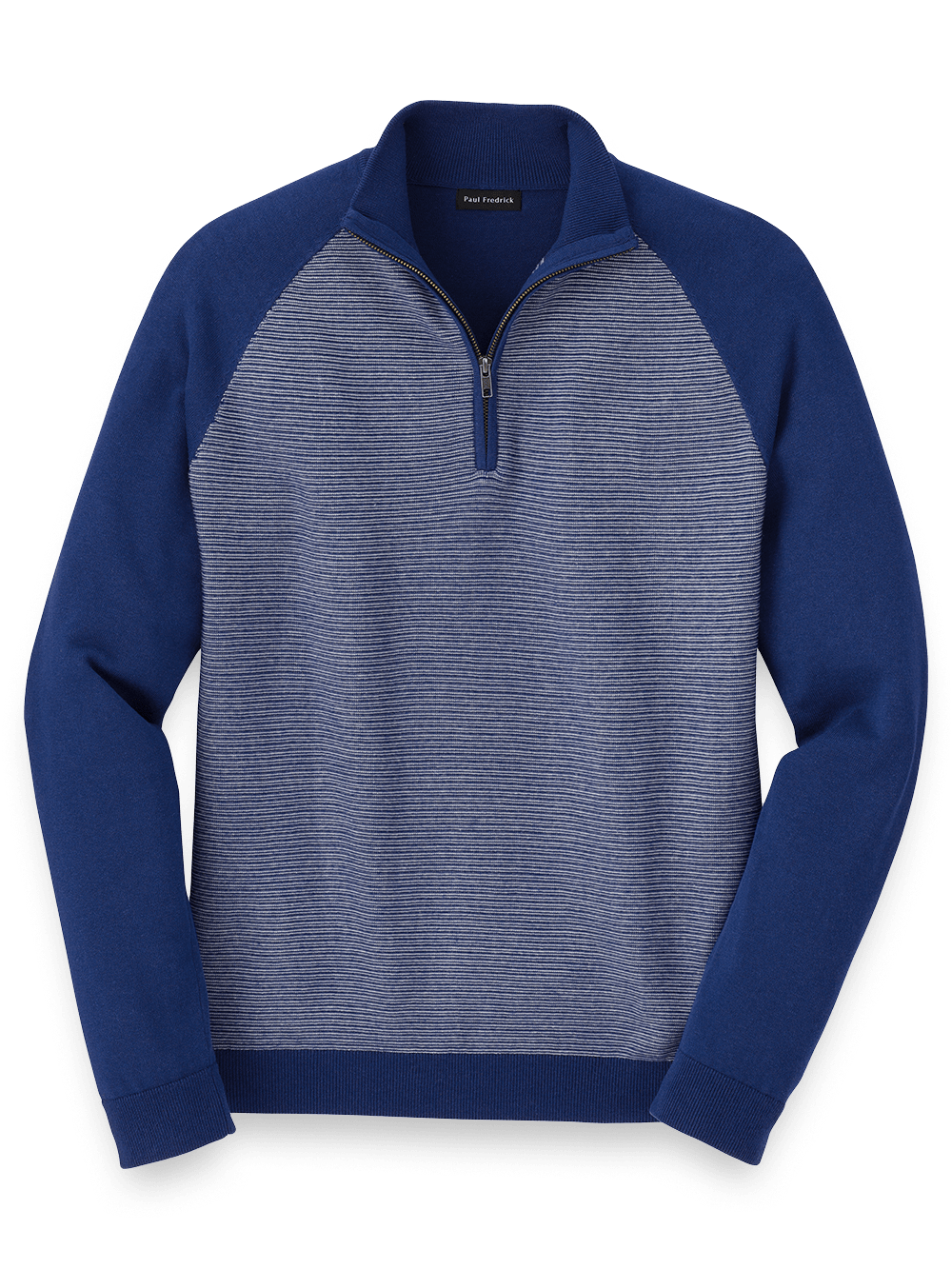 Product Image of Cotton Zip Mock Neck Sweater-Blue