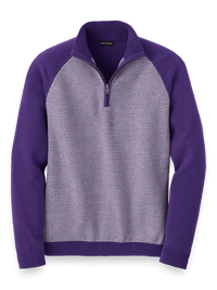 Cotton Zip Mock Neck Sweater - Purple