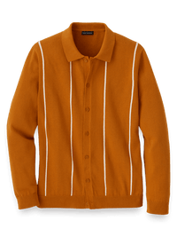 Cotton Button Front Polo - Rust