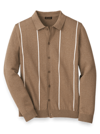 Cotton Button Front Polo - Camel