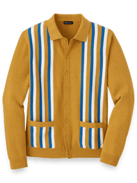 Cotton Button Front Polo - Gold