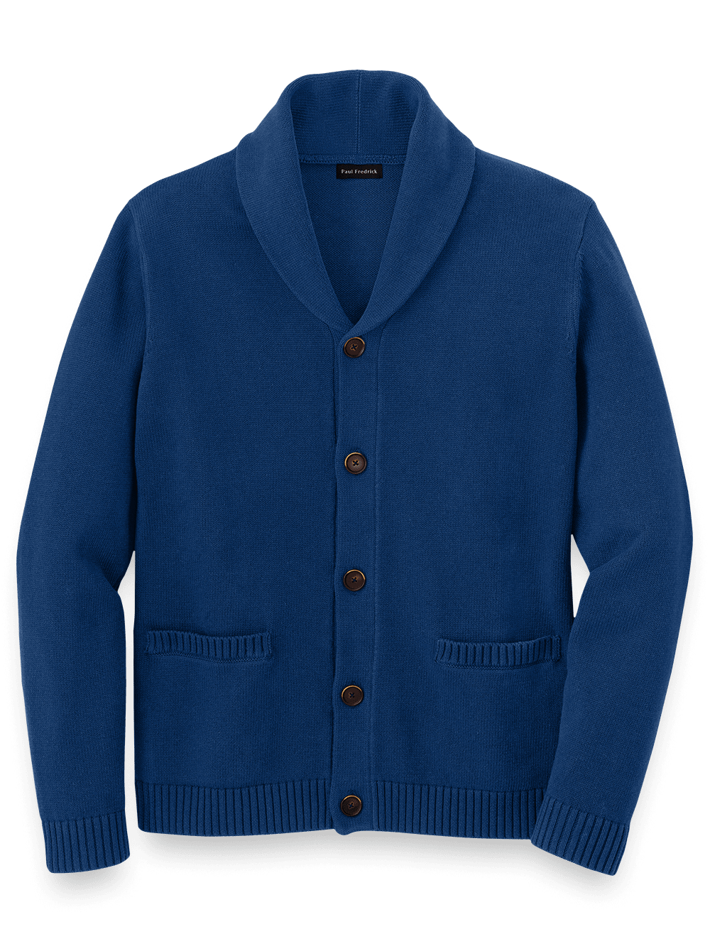 Product Image of Cotton Button Front Shawl Collar Cardigan-Navy