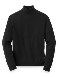 Supima Cotton Mock Neck Sweater - Black