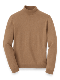 Supima Cotton Mock Neck Sweater - Camel