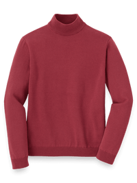 Supima Cotton Mock Neck Sweater - Burgundy