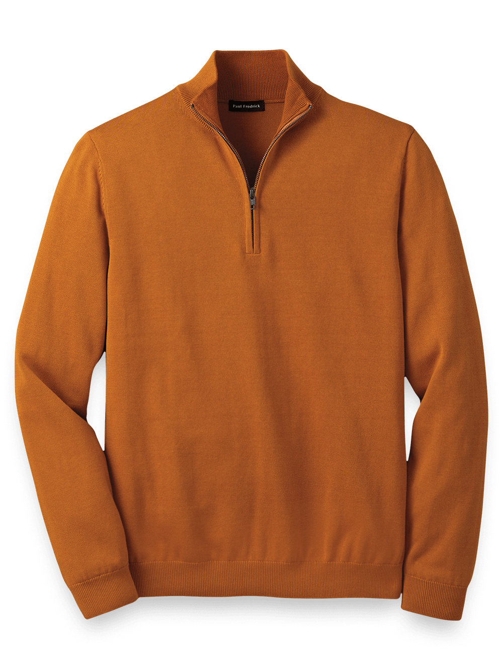 Product Image of Supima Cotton Zip Mock Neck Sweater-Rust