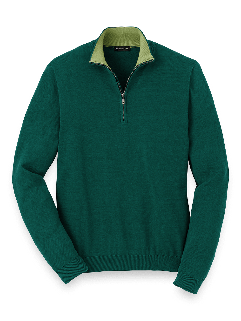 Product Image of Supima Cotton Zip Mock Neck Sweater-Green