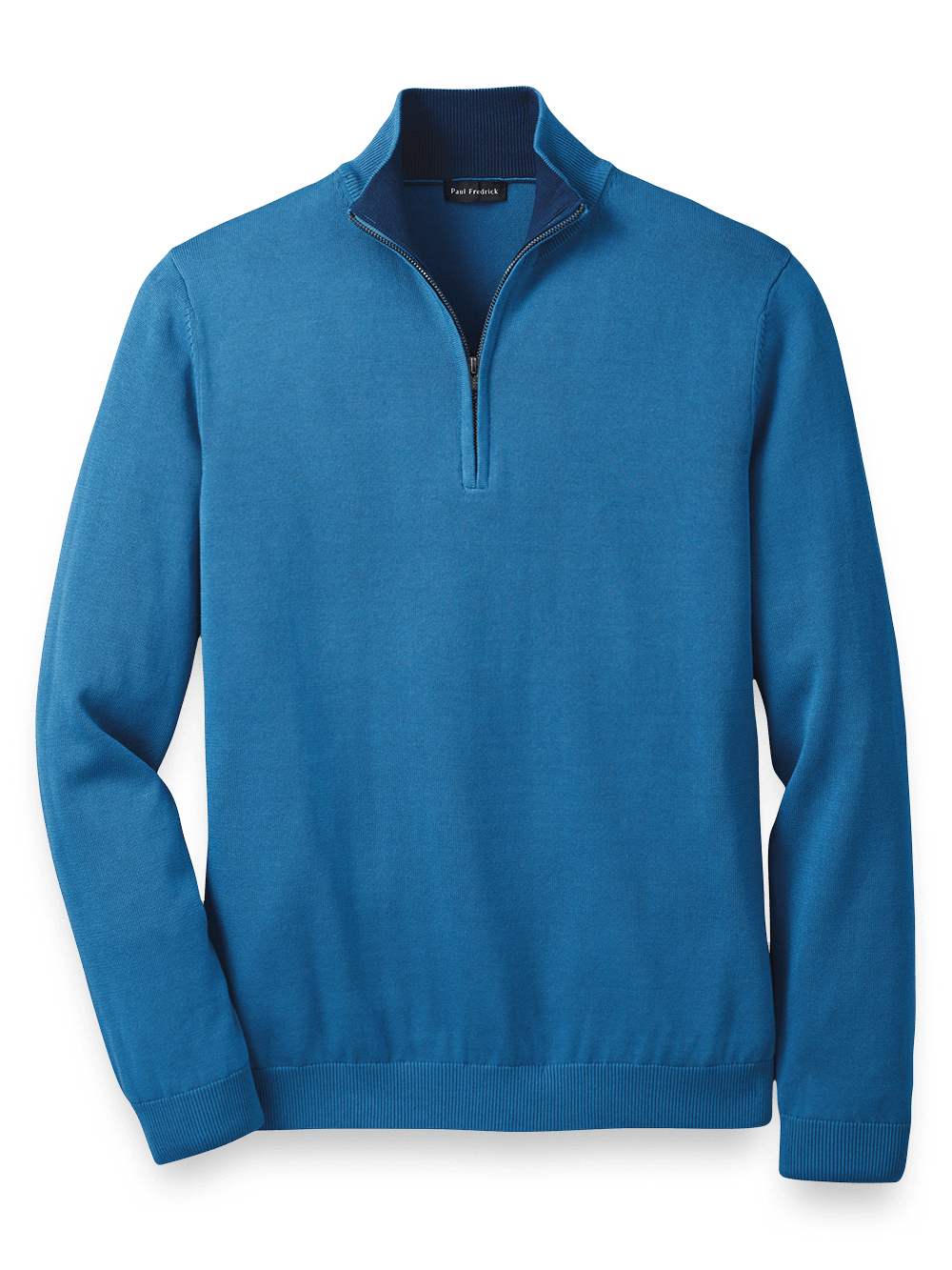 Product Image of Supima Cotton Zip Mock Neck Sweater-Blue