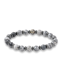 Semi Precious Bead Bracelet - Grey Multi