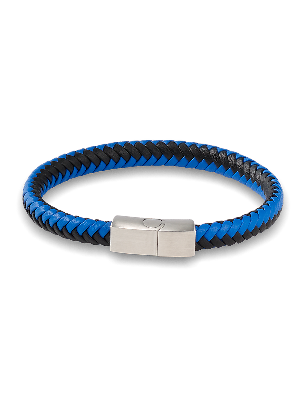 Product Image of Woven Leather Bracelet-Blue/Black