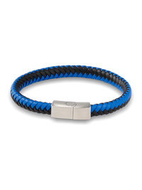 Woven Leather Bracelet - Blue/black