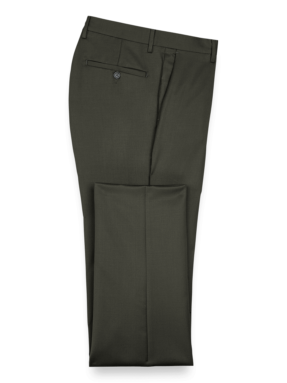 Product Image of Classic Fit Wool Gabardine Flat Front Pants-Olive