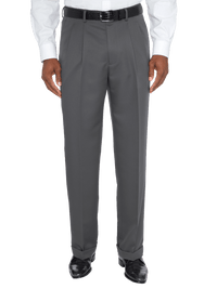 Microfiber Solid Pleated Pants - Grey