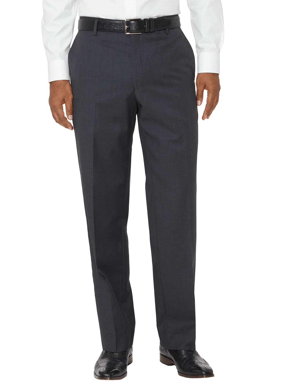 Product Image of Tailored Fit Wool Gabardine Flat Front Pant-Charcoal