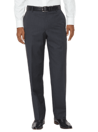 Tailored Fit Wool Gabardine Flat Front Pant - Charcoal