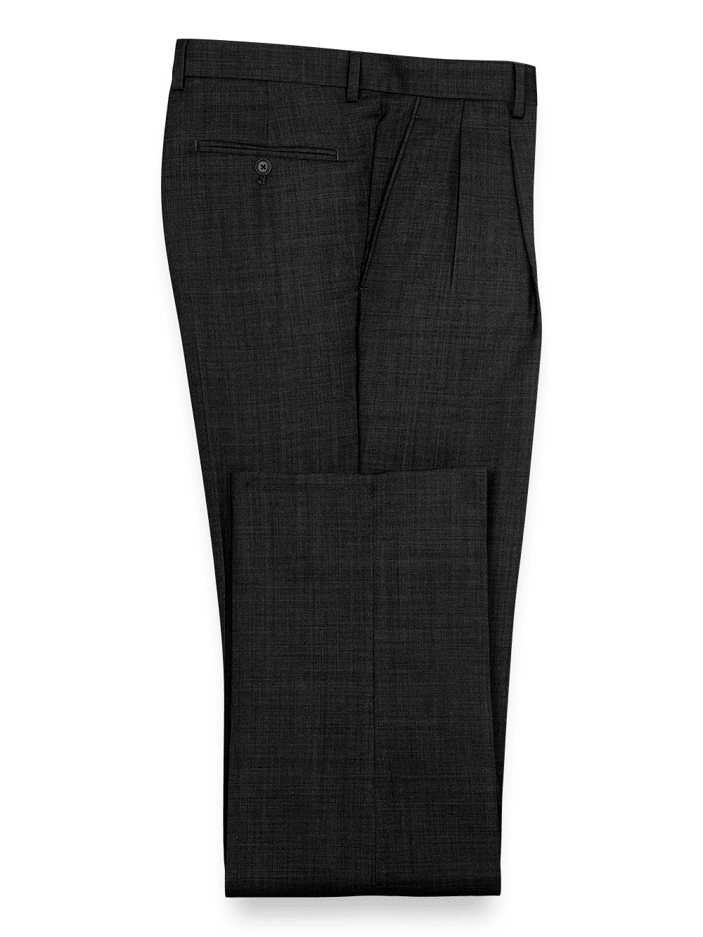 Product Image of Sharkskin Pleated Pants-Black#model_pleated front