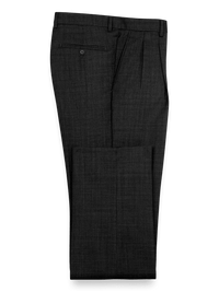 Sharkskin Pleated Pants - Black