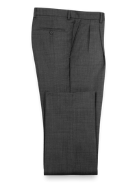 Sharkskin Pleated Pants - Charcoal