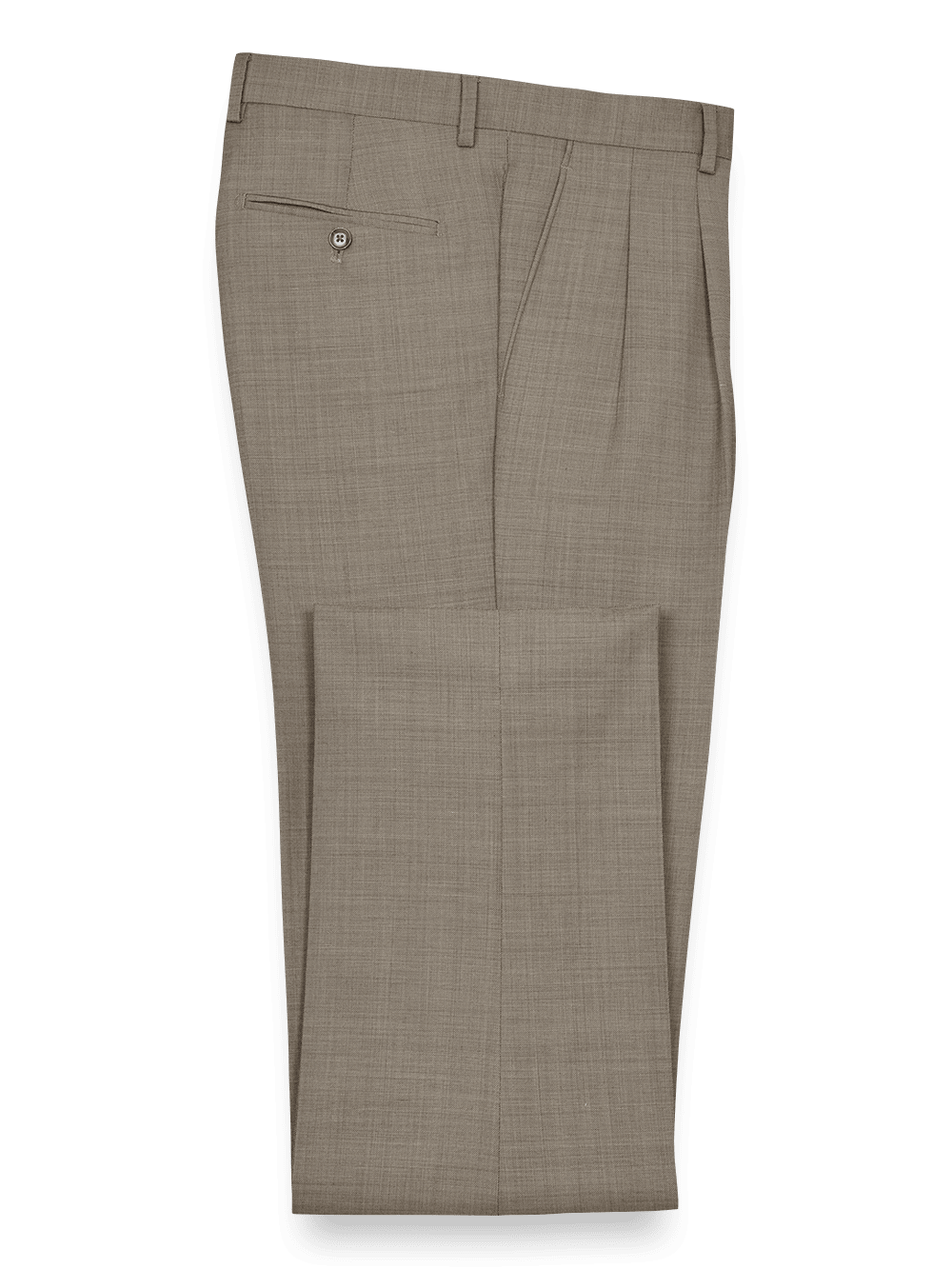 Product Image of Sharkskin Pleated Pants-Tan#model_pleated front