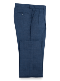 Sharkskin Pleated Pants - Navy