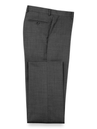 Sharkskin Flat Front Pants - Charcoal