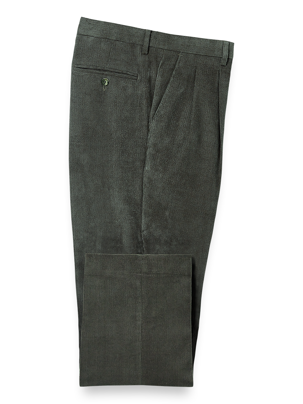 Product Image of Corduroy Pleated Pants-Dark Sage#model_pleated front