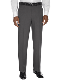 Comfort-Waist Microfiber Herringbone Flat Front Pant - Grey