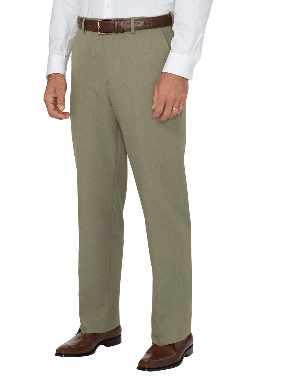 Product Image of Comfort-waist Microfiber Herringbone Flat Front Pant-Sage