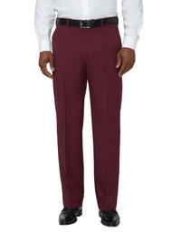 Comfort-Waist Microfiber Herringbone Flat Front Pant - Garnet