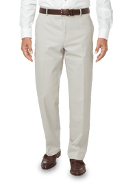 Impeccable Flat Front Pant Non-iron Smart Stretch Waistband - Stone