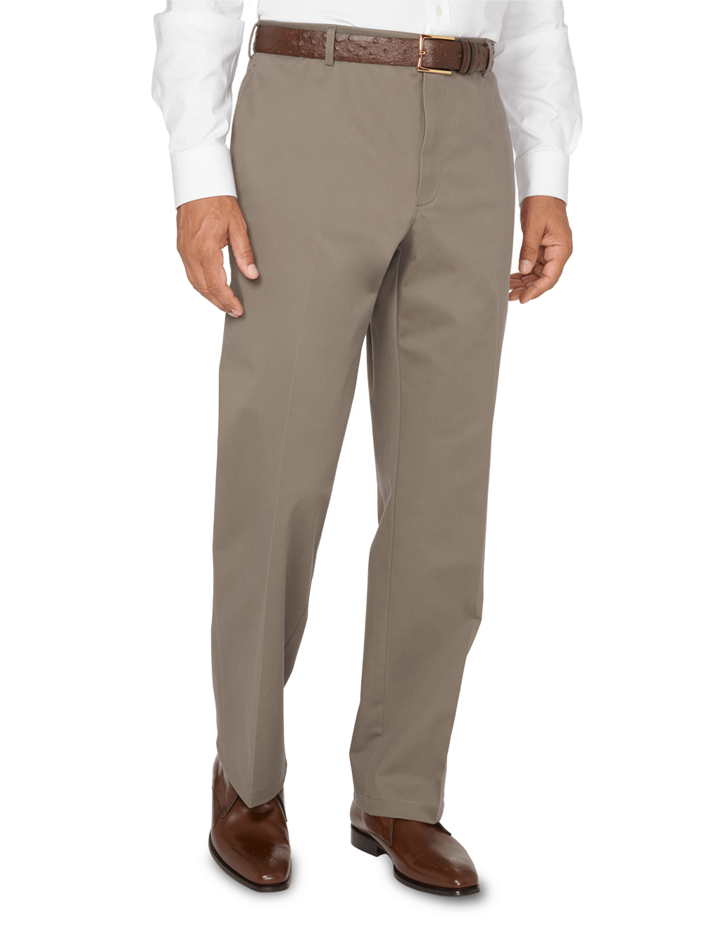 Product Image of Impeccable Flat Front Pant Non-iron Smart Stretch Waistband-Slate Brown