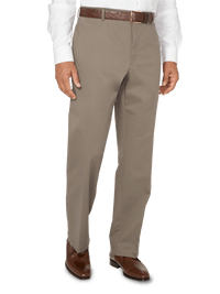 Impeccable Flat Front Pant Non-iron Smart Stretch Waistband - Slate Brown