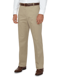 Impeccable Flat Front Pant Non-iron Smart Stretch Waistband - Khaki