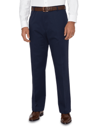 Impeccable Flat Front Pant Non-iron Smart Stretch Waistband - Navy