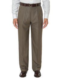 Super 120's Wool Pleated Pants - Dark Khaki