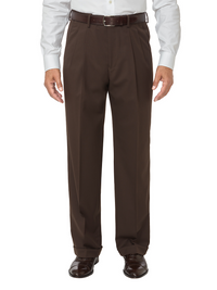 Super 120's Wool Pleated Pants - Dark Brown