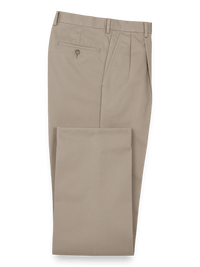 Non Iron Chino Pleated Pants - Khaki