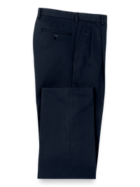 Non Iron Chino Pleated Pants - Navy