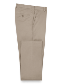Non Iron Chino Flat Front Pants - Khaki