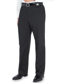 Non-Iron Cotton Chino Flat Front Pants - Black