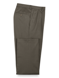 Impeccable Cotton Chino Pleated Pants - Slate Brown