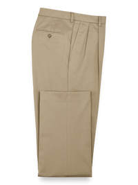 Impeccable Cotton Chino Pleated Pants - Khaki