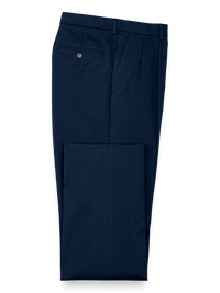 Impeccable Cotton Chino Pleated Pants - Navy