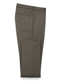 Impeccable Cotton Chino Flat Front Pants - Slate Brown