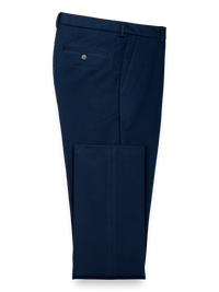 Impeccable Cotton Chino Flat Front Pants - Navy