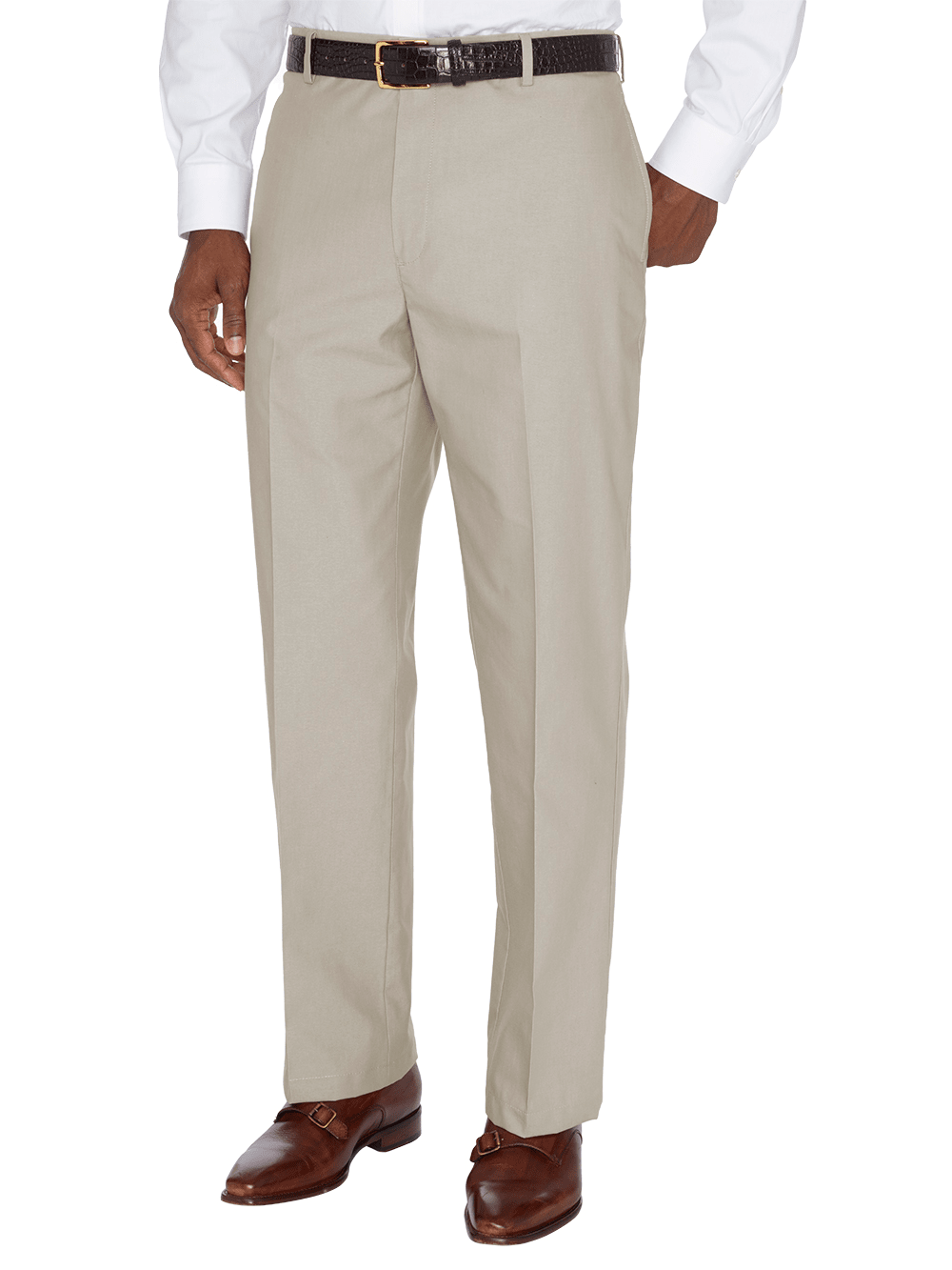Product Image of Non-iron Supima Dress Chino Flat Front Pants-British Tan#model_flat front