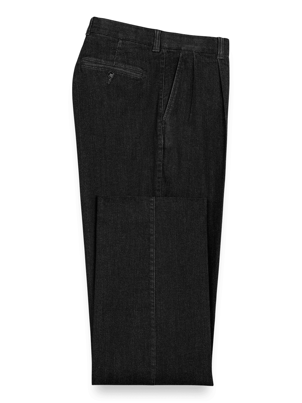 Product Image of Pleated Denim Pants-Black#model_pleated front