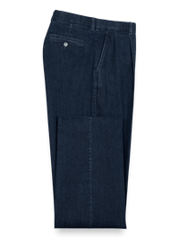 Pleated Denim Pants - Dark Blue